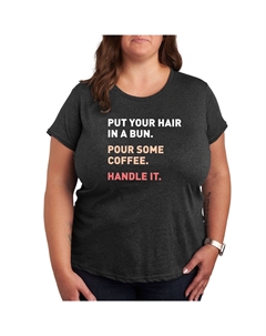 Футболка Missy Plus Size с рисунком «Кофе Handle It» в форме булочки, серый Licensed character