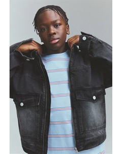 Джинсовая куртка с застежкой-молнией, серый H&m