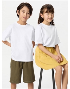 Футболка airism из хлопка с круглым вырезом, цвет 00 белый Uniqlo