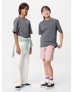 Футболка airism из хлопка с круглым вырезом, цвет 07 серый Uniqlo