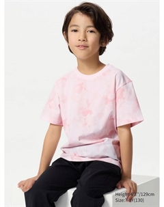 Футболка с круглым вырезом dry-ex с принтом, цвет 12 розовый Uniqlo