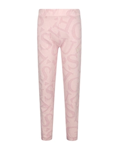 Спортивные брюки для девочки свободного кроя с принтом, розовый Guess