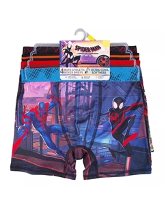 Набор из 4 боксеров-боксеров Marvel Spiderverse Spiderverse для мальчиков 6–10 лет Licensed character
