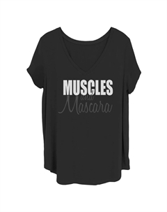 Юниорские мышцы и тушь для ресниц Бело-черная футболка Unbranded