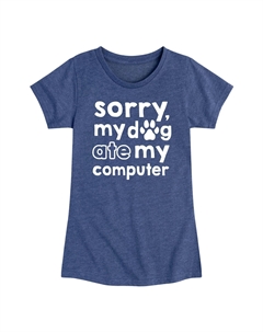 Футболка с компьютерной графикой для девочек 7–16 лет «Извините, собака съела собаку», синий Licensed character