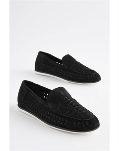 Мокасины с трикотажными деталями и контрастной подошвой, черный Next