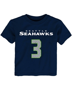 Футболка для малышей Russell Wilson College Navy Seattle Seahawks Mainliner с именем и номером игрока Outerstuff
