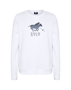 Свитер с блестящим принтом этикеток, цвет 1048 White/dark Blue Polo sylt