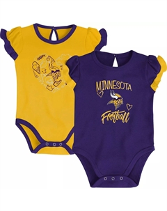 Комплект боди Minnesota Vikings Too Much Love фиолетового/золотого цвета для новорожденных и младенцев, состоящий из двух частей Outerstuff