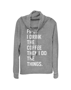 Толстовка с хомутом и рисунком для юниоров «Сначала выпей кофе, а потом делай дела» Unbranded
