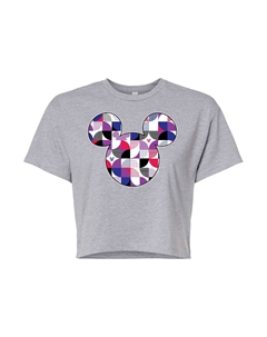 Укороченная футболка с геометрическим рисунком Disney's Mickey Mouse для детей с изображением Микки Мауса, серый Licensed character