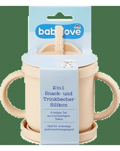 Чашка для закусок и питья 2в1 силиконовая бежевая 1 шт. Babylove