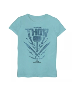 Футболка с графическим рисунком для девочек 7–16 лет, Thor Ragnarok, Asgardian Warrior Hammer Shield Marvel