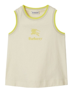 Kids топ с вышитым логотипом, нейтральный цвет Burberry