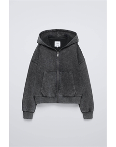 Куртка с капюшоном и эффектом потертости, антрацитово-серый Zara