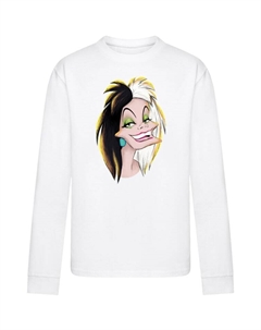 Футболка Langarm T-Shirt Disney Bösewichte Cruella Big Face, белый F4nt4stic