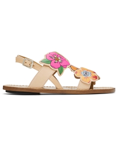 Детские сандалии с розовыми и коричневыми цветами Marni