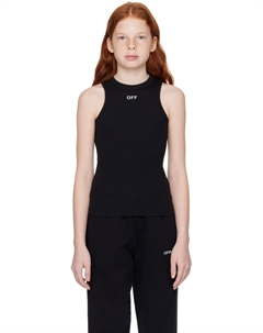 Детская черная майка в рубчик с принтом Off-white