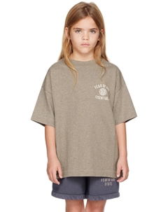 Детская серая футболка из джерси с круглым вырезом, Heather gray Fear of god essentials