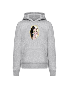Пуловер Hoodie Disney Bösewichte Cruella Big Face, пятнистый серый F4nt4stic