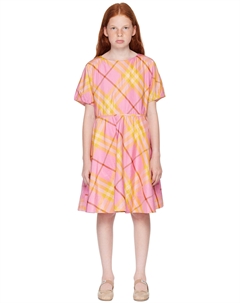 Детское платье в розовую и желтую клетку Burberry