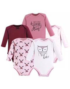 Хлопковые боди с длинными рукавами для девочек, 5 шт., Сова Yoga sprout