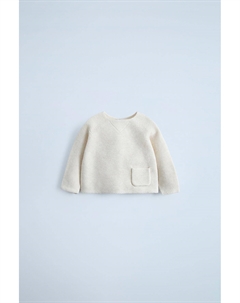 Вязаный свитер с карманом, светло-бежевый Zara