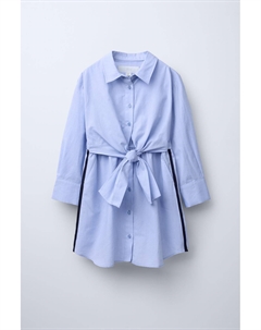 Платье-рубашка с узлом, светло-голубой Zara