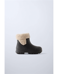 Резиновые сапоги из искусственной овчины, черный Zara
