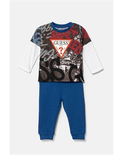Хлопковый костюм для новорожденных, синий Guess