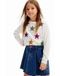 Хлопковая рубашка с длинными рукавами для мальчиков и девочек, белый Desigual