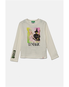 Хлопковая рубашка с длинными рукавами для мальчиков и девочек, бежевый United colors of benetton