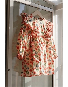 Хлопковое платье для девочки COEUR DRESS GOTS, бежевый Konges slojd