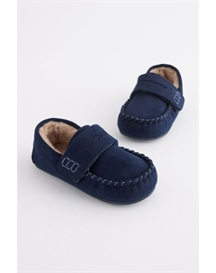 Тапочки-слипоны из переработанных материалов на подкладке из искусственного меха, синий Next