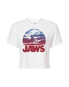 Укороченная футболка Juniors' Jaws с омбре и плавниками, белый Licensed character