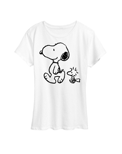 Женская футболка с рисунком Peanuts Snoopy & Woodstock Walk, белый Licensed character