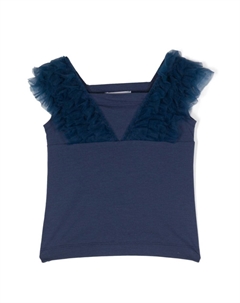 Топ со вставками из тюля, синий Monnalisa