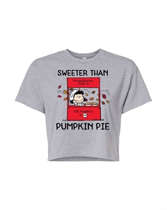 Укороченная футболка с рисунком Juniors' Peanuts Pumpkin Pie, серый Licensed character