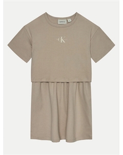 Платье на каждый день свободного кроя, бежевый Calvin klein jeans