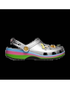 Кроссовки The Powerpuff Girls x Classic Clog Kids Metallic Silver, серебряный Crocs