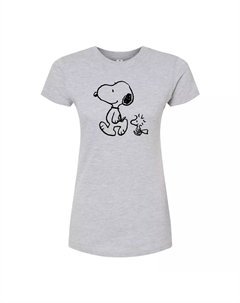 Облегающая футболка Juniors' Peanuts Snoopy Woodstock, серый Licensed character