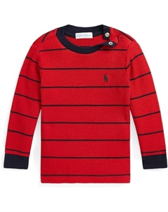 Свитер Kids Striped Waffle Cotton Long Sleeve Tee, цвет Rl2000 Red/Rl Navy Polo ralph lauren