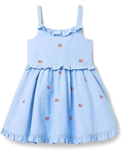 Платье Girls Embroidered Flag Dress, синий Janie and jack