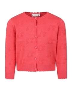 Кардиган вишневого цвета с жаккардом, розовый Bonpoint