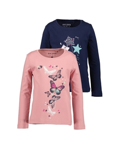 Рубашка с длинными рукавами «Рубашки с длинными рукавами для девочек MARKETPLACE - упаковка из 2 шт.», цвет M01 - MAUVE + ULTRAMARIN Blue seven