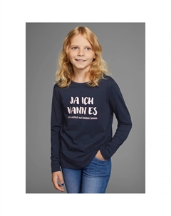 Рубашка с длинными рукавами "Да, я смогу... - говорящая", рубашка с надписью для девочек, цвет marine Kidsworld