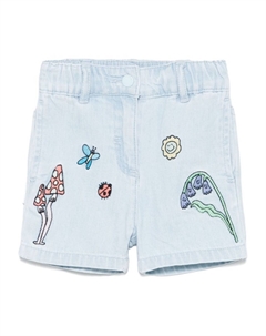 Вышитые джинсовые шорты, синий Stella mccartney kids