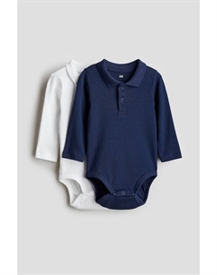 В упаковке 2 боди с длинными рукавами, синий H&m