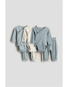 Комплект из 6 предметов: боди и брюки, бирюзовый H&m