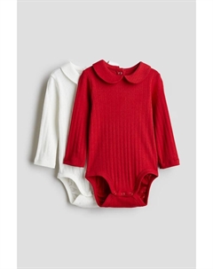 В упаковке 2 боди с длинными рукавами, красный H&m